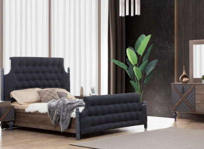 Bed, Nightstand, Dresser with Mirror, Bedroom 4-Piece Set Chesterfield